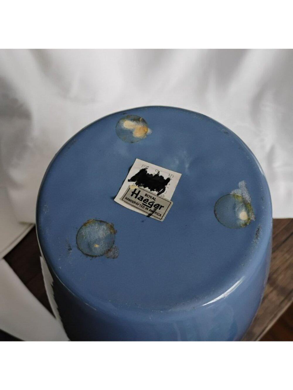 Vintage Royal Haeger Blue Vase 13" #4304 Postmodern Art Deco Revival Ceramic - Picture 5 of 10